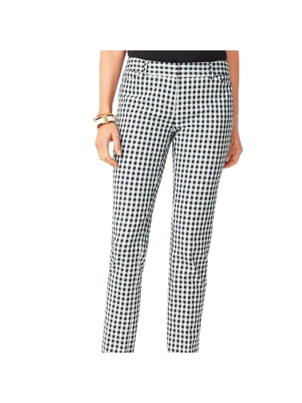 Talbots Hampshire Ankle Pants Womens 16P Black White Gingham